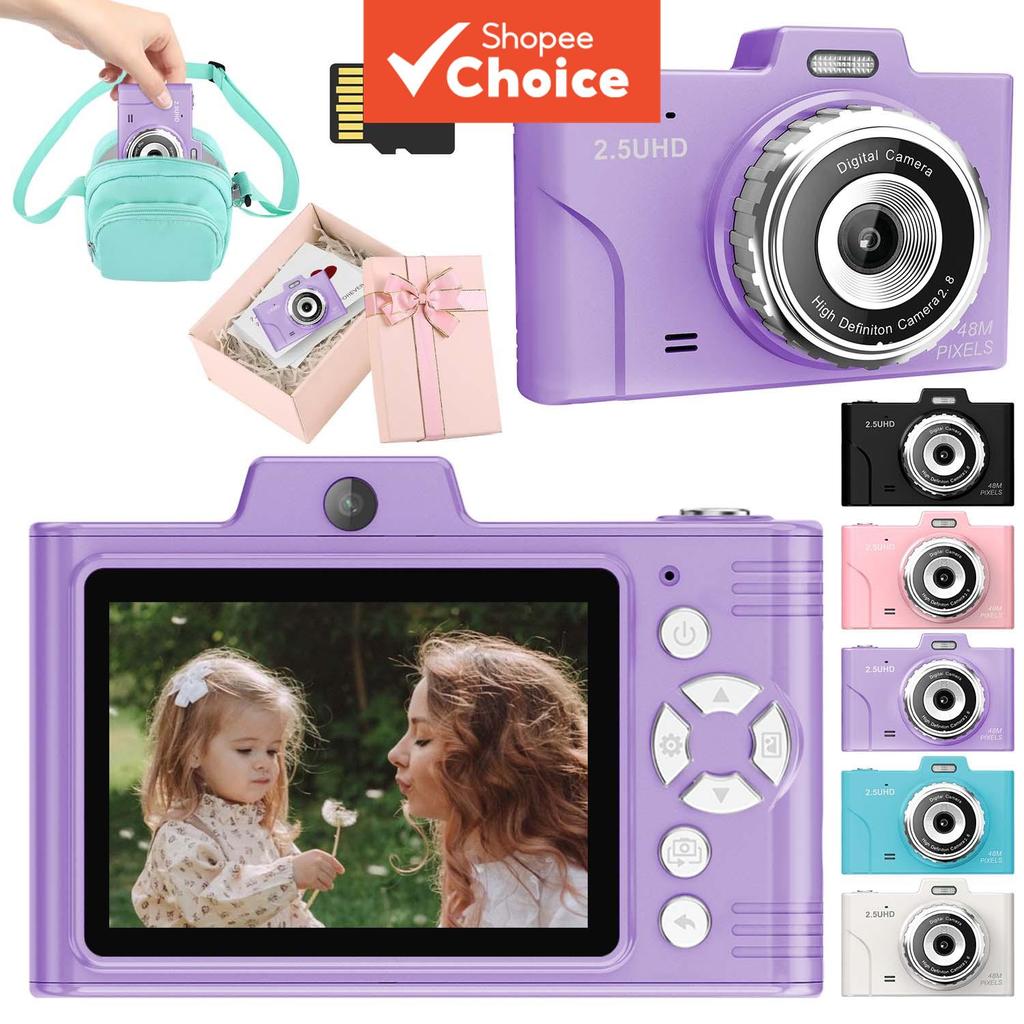 Câmera Digital Infantil com Duplo Conjunto de Lentes 48MP de Fotos Vídeo HD 2.5K 8X Zoom Tela de 2,8 Polegadas