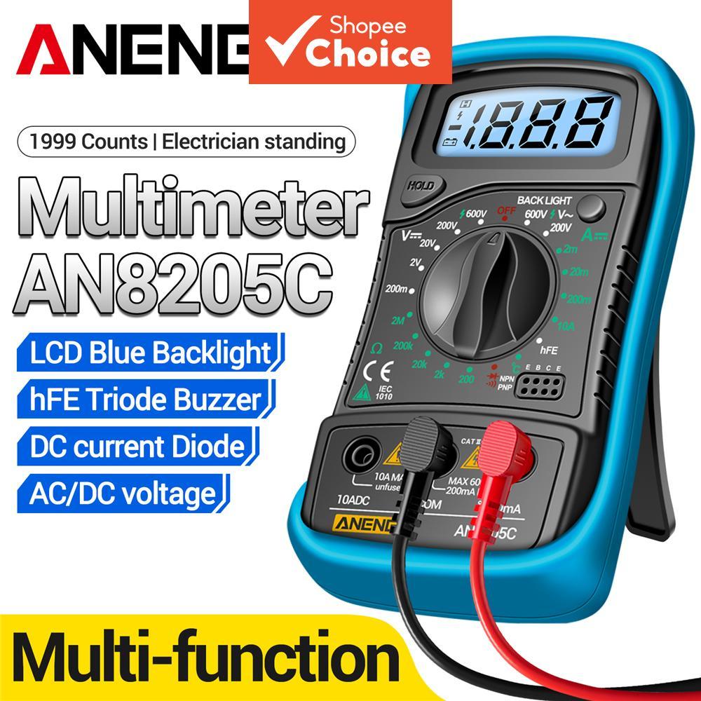 ANENG AN8205C Multímetro Digital de Alta Precisão, Transistor hFE, Diodo, Bip Teste Liga/Desliga, Display com Luz de