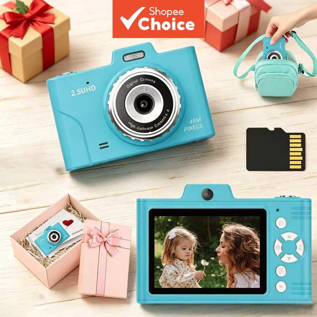 Câmera Digital Infantil com MP3, Tocador de Música, 3 Modos Divertidos, Adesivos de Moldura, 48MP Foto, 2.5K HD Vídeo,