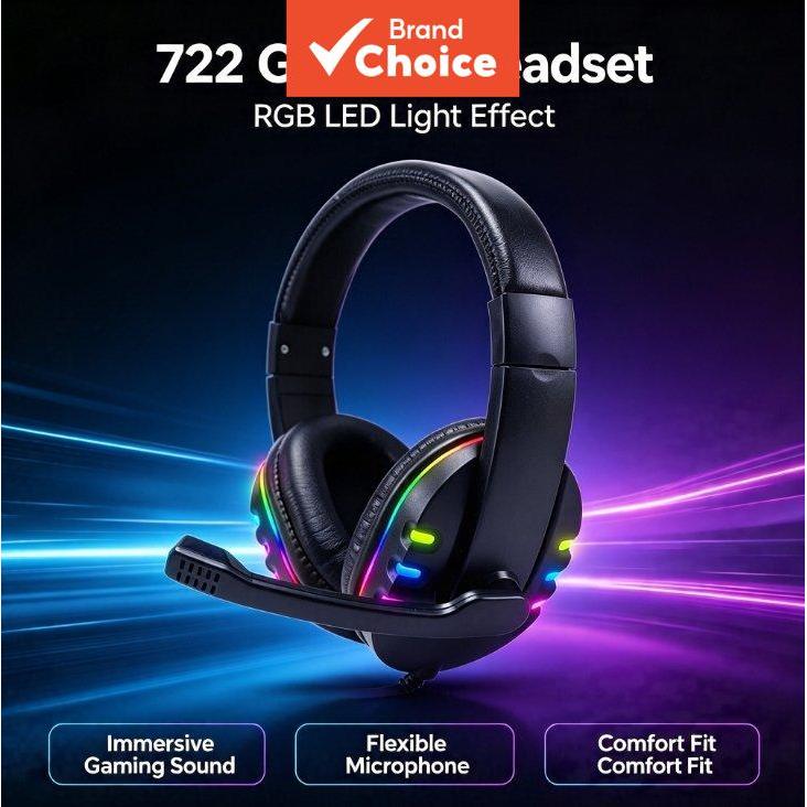Fones De Ouvido SPRISE Gaming Headsets 7.1 Estéreo Over-Ear Cancelamento De Ruído Com Microfone RGB LED Light Soft Earmu
