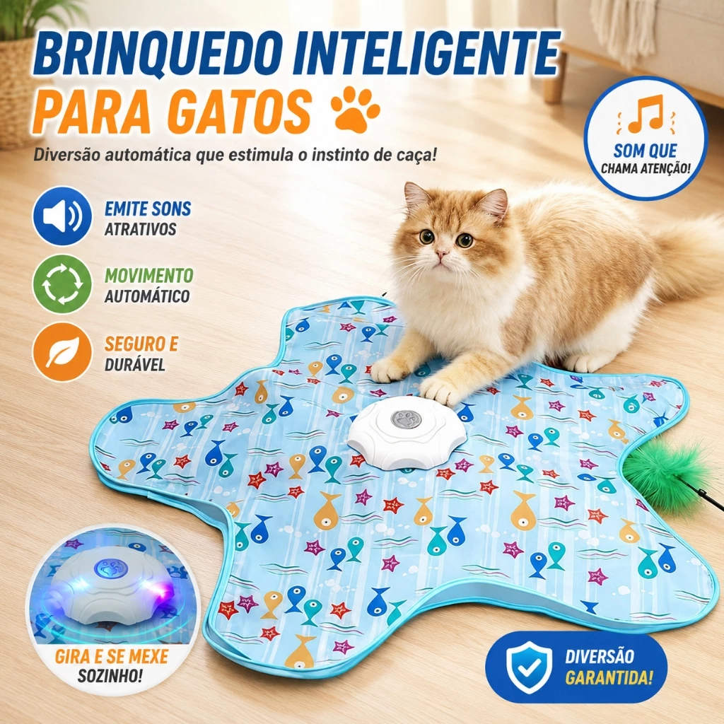 Interactive Cat Toy Automatic 360 Star Mat Rechargeable with Feather