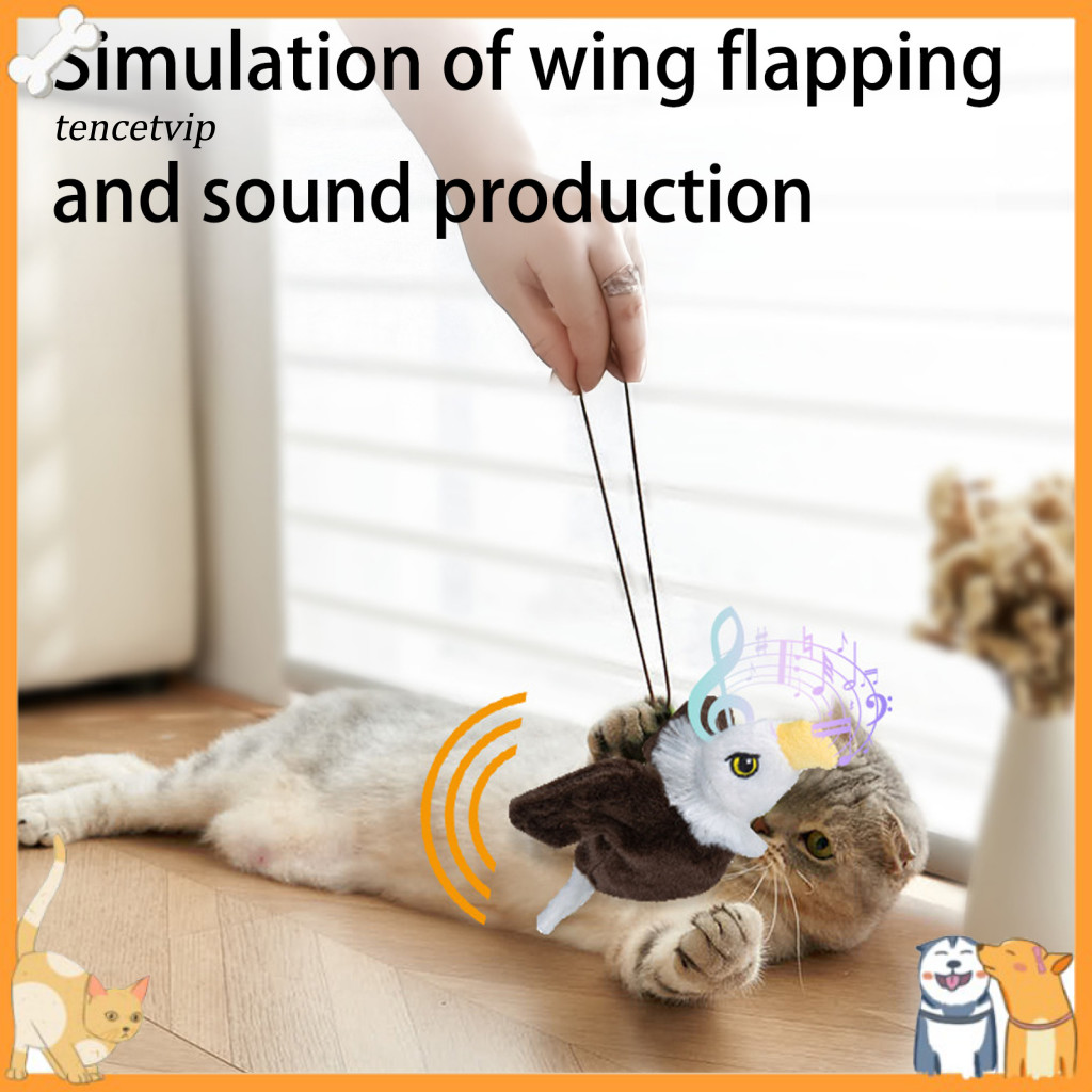 Removable Plush Cat Toys for Indoor Cats Flapping Bat Toy with Electric Chirping Bird – Rechargeable Wings for Kittens