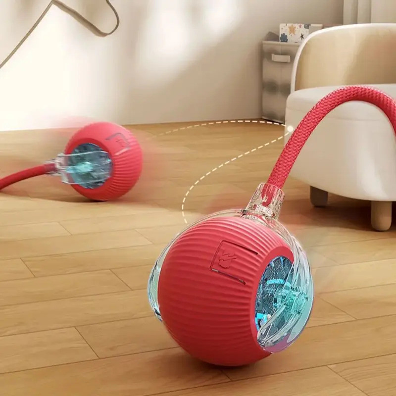New Cat Interactive Ball Toy Automatic Rolling Ball Faux Tail Rechargeable Smart Pet Electric Toy Dog Cat Training Imita