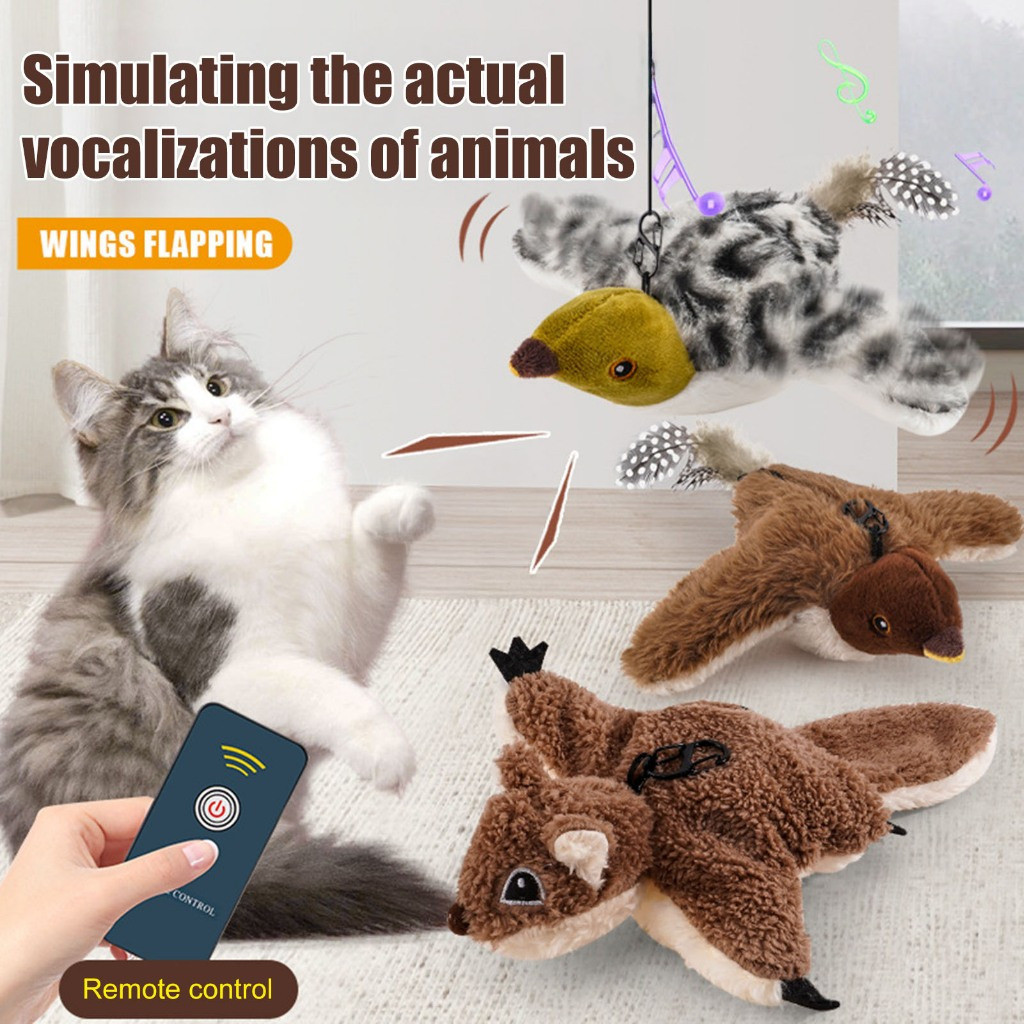 Long-lasting Interactive Cat Toy with Motion Sensor Usb Rechargeable Flapping Wings Squeaking Catnip Fun Owl Chicken