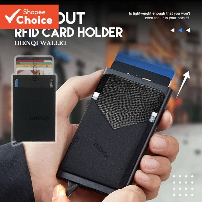 Porta-Cartões Anti-Bloqueio Rfid Metálica Fina Magic Smart para Homens e Mulheres