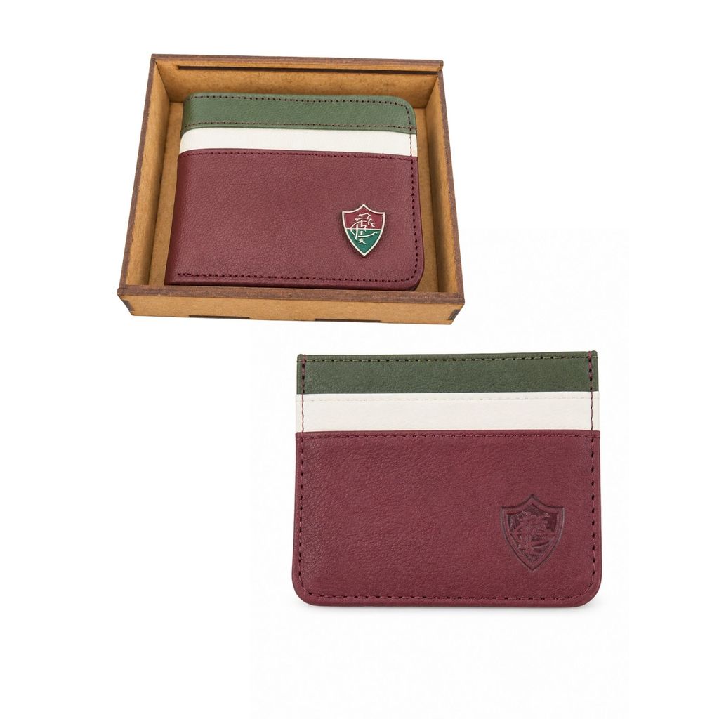 Kit Carteira + Smart Card Oficial Fluminense Couro Legítimo Grená Presente Licenciado
