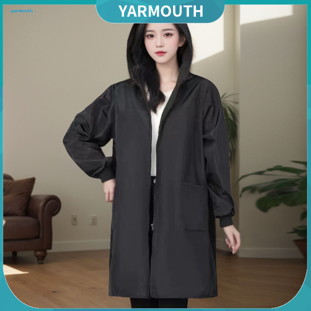 Waterproof Outer Layer Jacket Velvet Winter Coat Women’s Oil-proof with High Color Saturation Zippered Hooded Long Sle