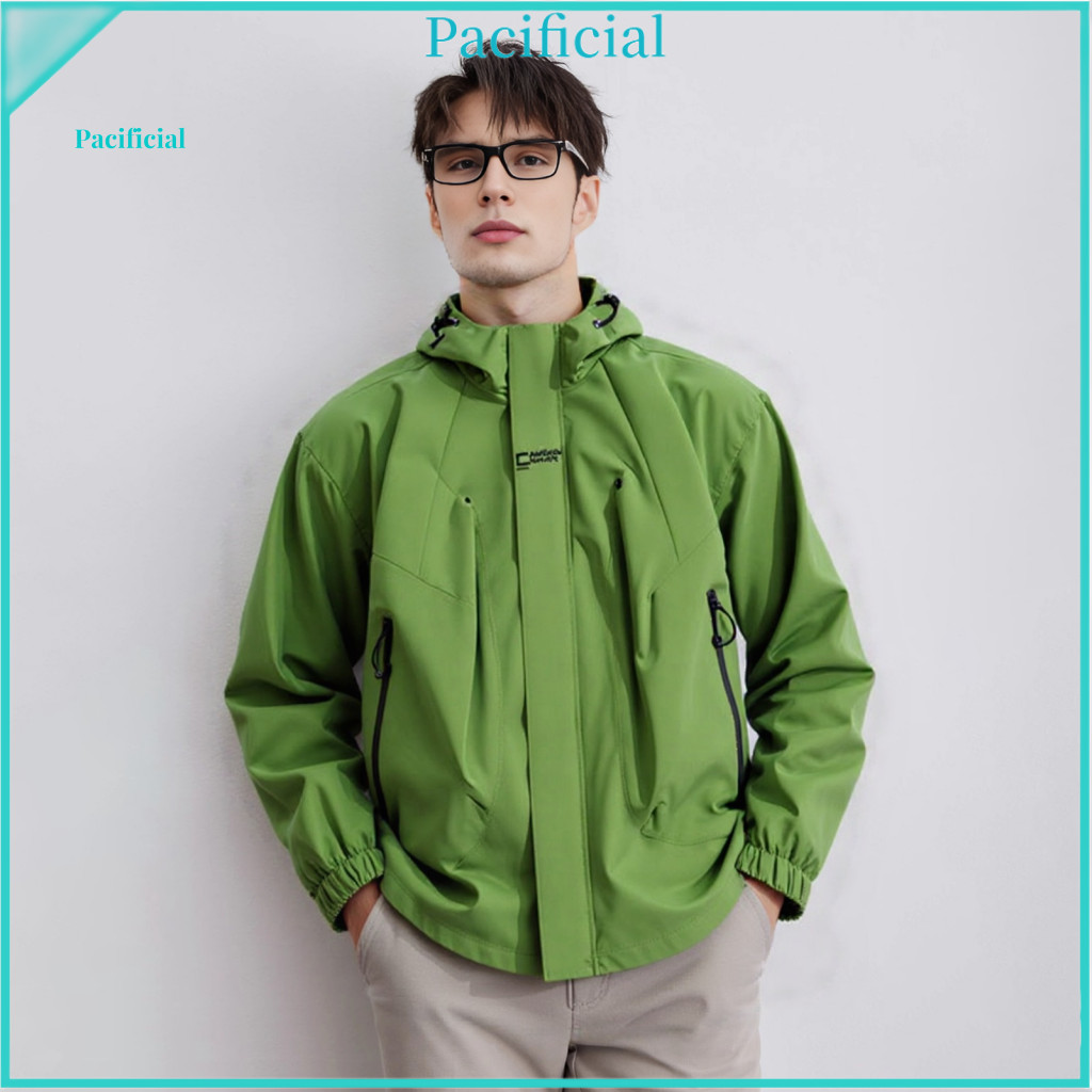 Rainy Day Jacket Unisex Hooded Couple Waterproof Long Sleeve Outdoor Travel Coat with Pockets Spring Autumn Lightweight
