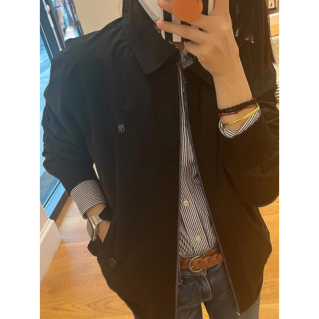 Autumn and winter vintage zip-up jacket with embroidery, couple's coat, women's waterproof lapel jacket