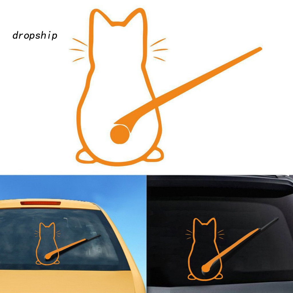 Pet Cat Car Sticker Funny Waterproof Weather-resistant Self-adhesive Decal for Suv Auto Rear Windshield Wiper Window Cut