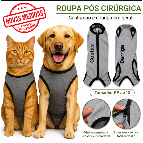 Macacão Cirúrgico Premium para Cães e Gatos – Conforto e Proteção no Pós-Cirúrgico
