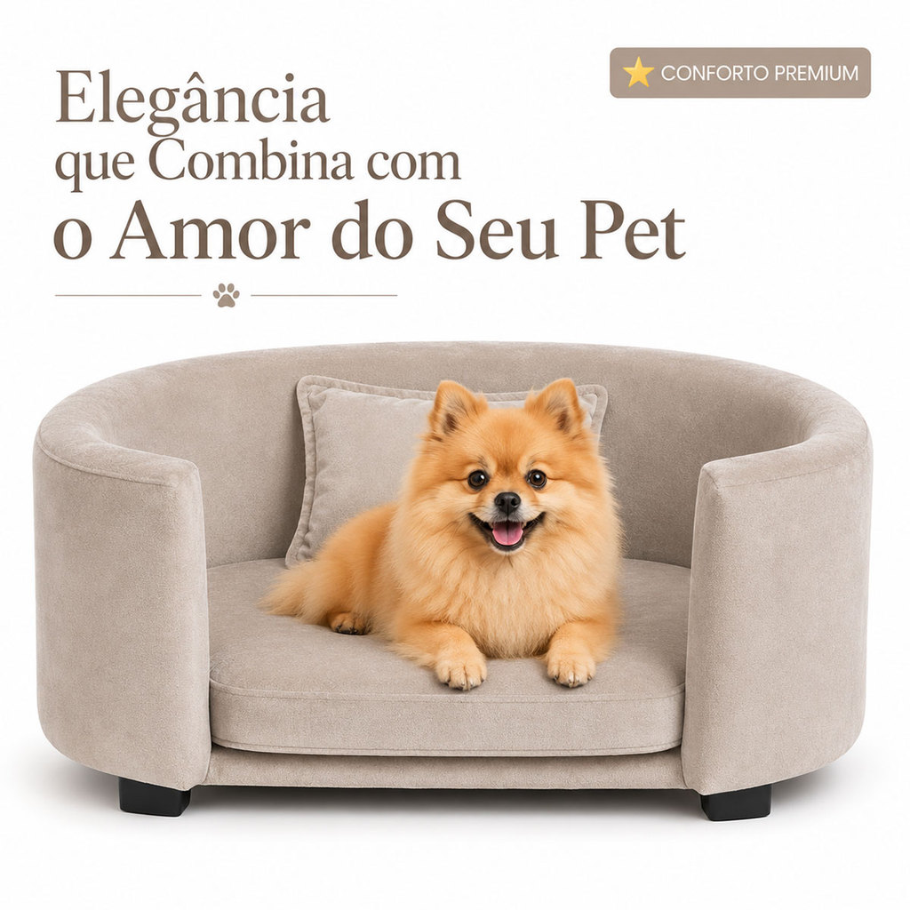 Cama Pet para Cachorro e Gato Tecido Premium Espuma D26 com Almofada Cor Bege