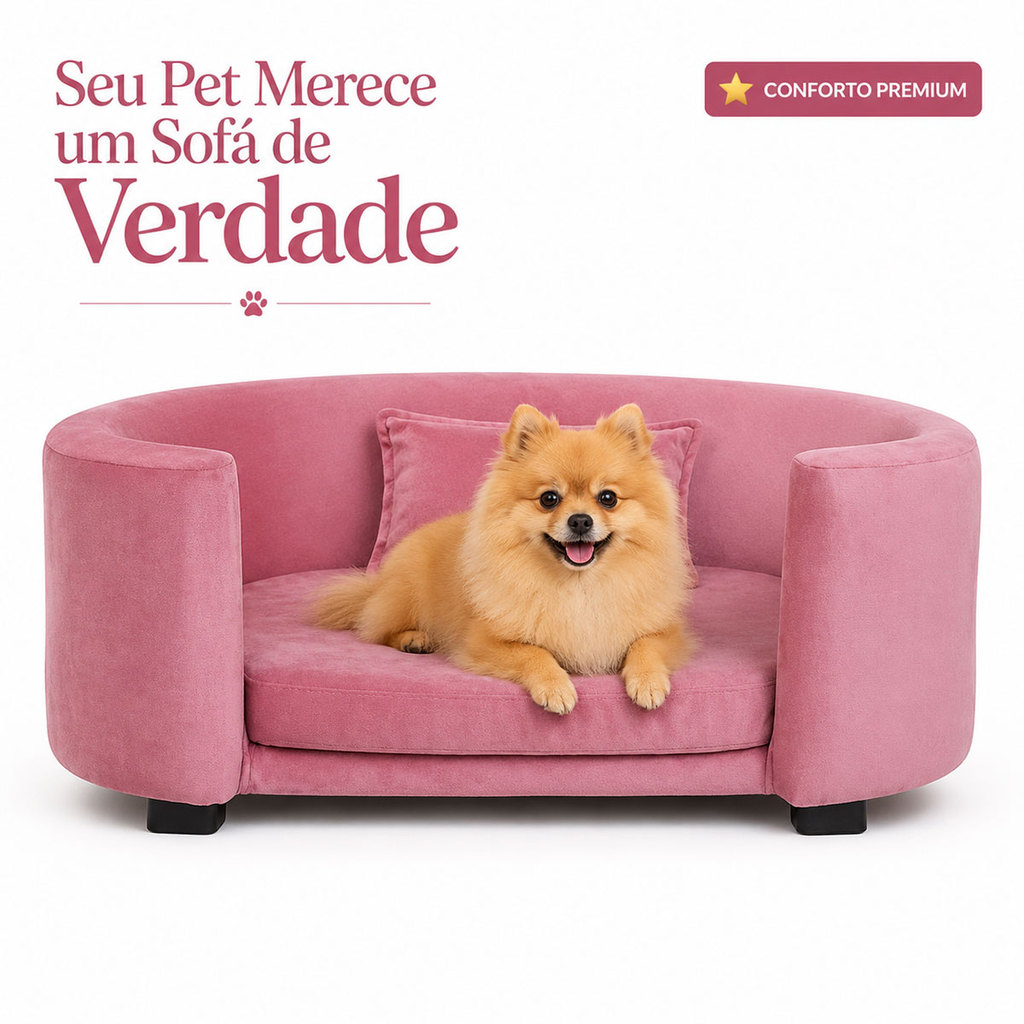 Cama Pet para Cachorro e Gato Tecido Premium Espuma D26 com Almofada Cor Rosa