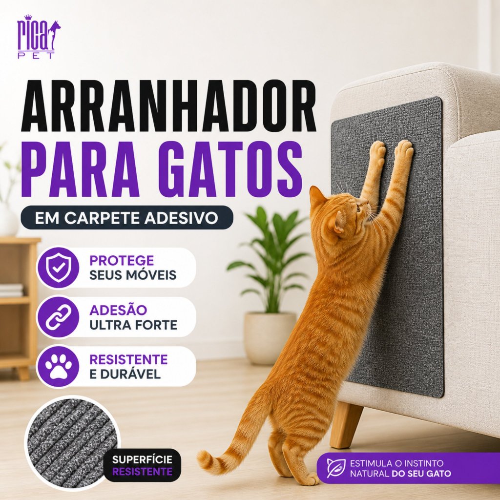 Arranhador Adesivo Protetor De Sofá Cama Box Móveis Para Gatos Carpete Premium 70x50cm