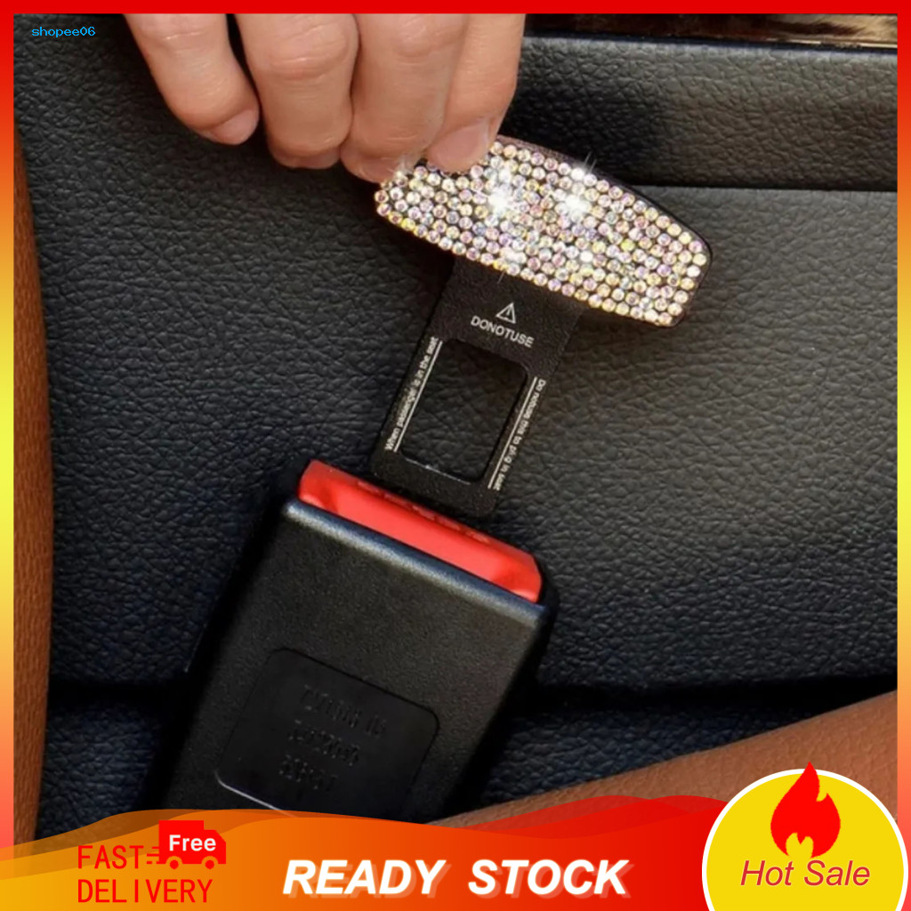 Ergonomic Seat Belt Lock Automotive Buckle 2pcs Durable Car Replacement with Rhinestone Design Wear-resistant and Easy t