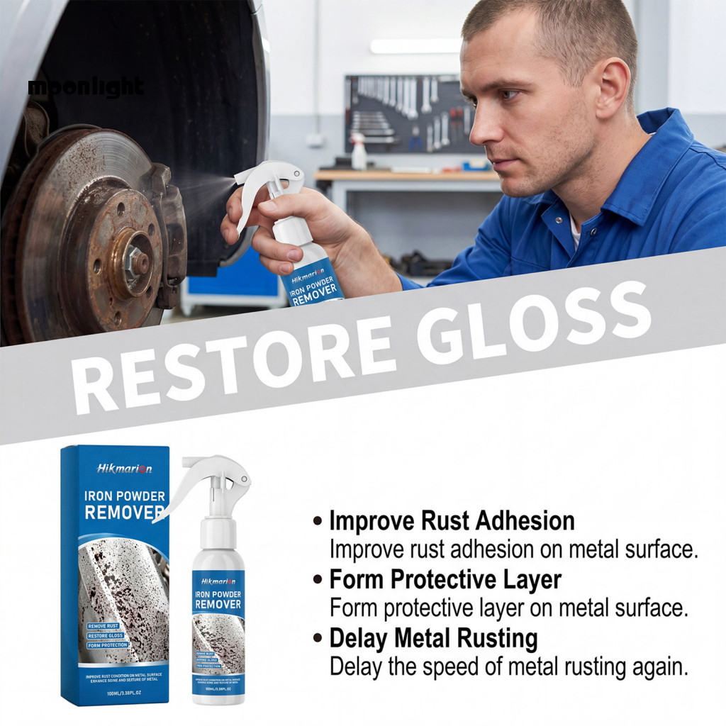 Car Rust Remover Spray 100ml – Portable Metal Wheel Rim Cleaner Dissolves Stains Restores Shine for Auto Parts Hardwar