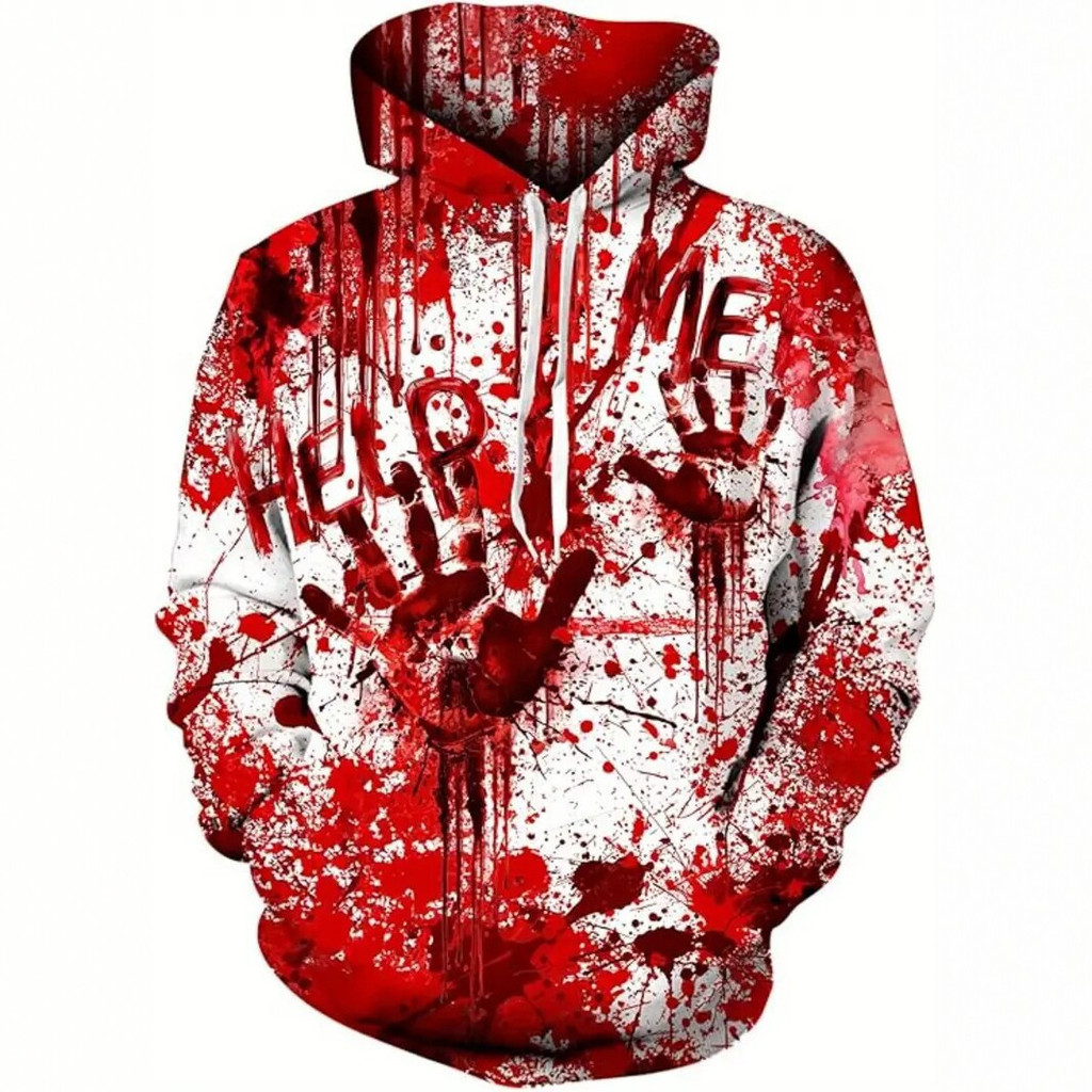Jaqueta americana Halloween 3D Digital Impresso Moletom Com Capuz Masculino Solto Casual Manga Comprida Moletom Com Capu