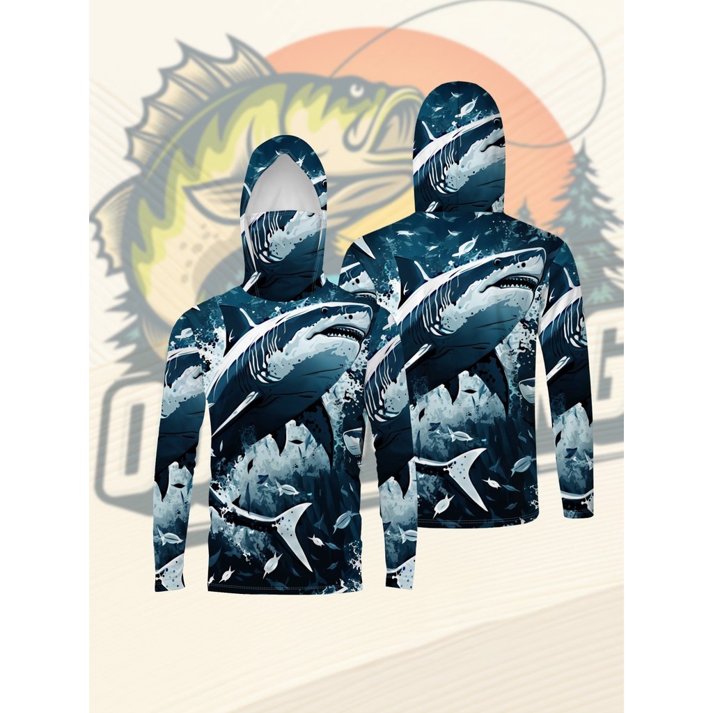 [Design impresso - não texturizado] Roupas masculinas de pesca mascaradas com estampa Digital Roupas de pesca com capuz