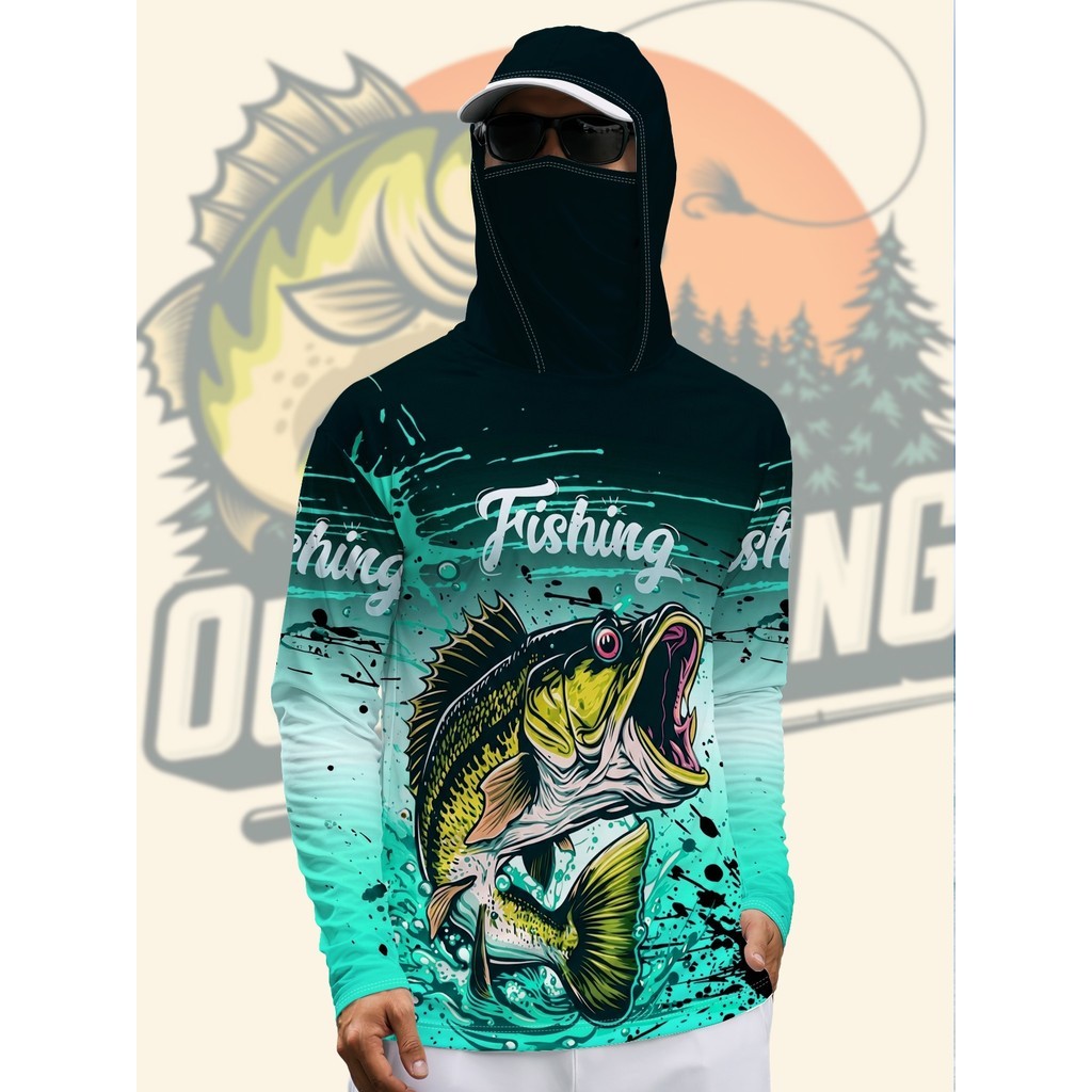 [Design impresso - não texturizado] Roupas masculinas de pesca mascaradas com estampa Digital para pesca ao ar livre com