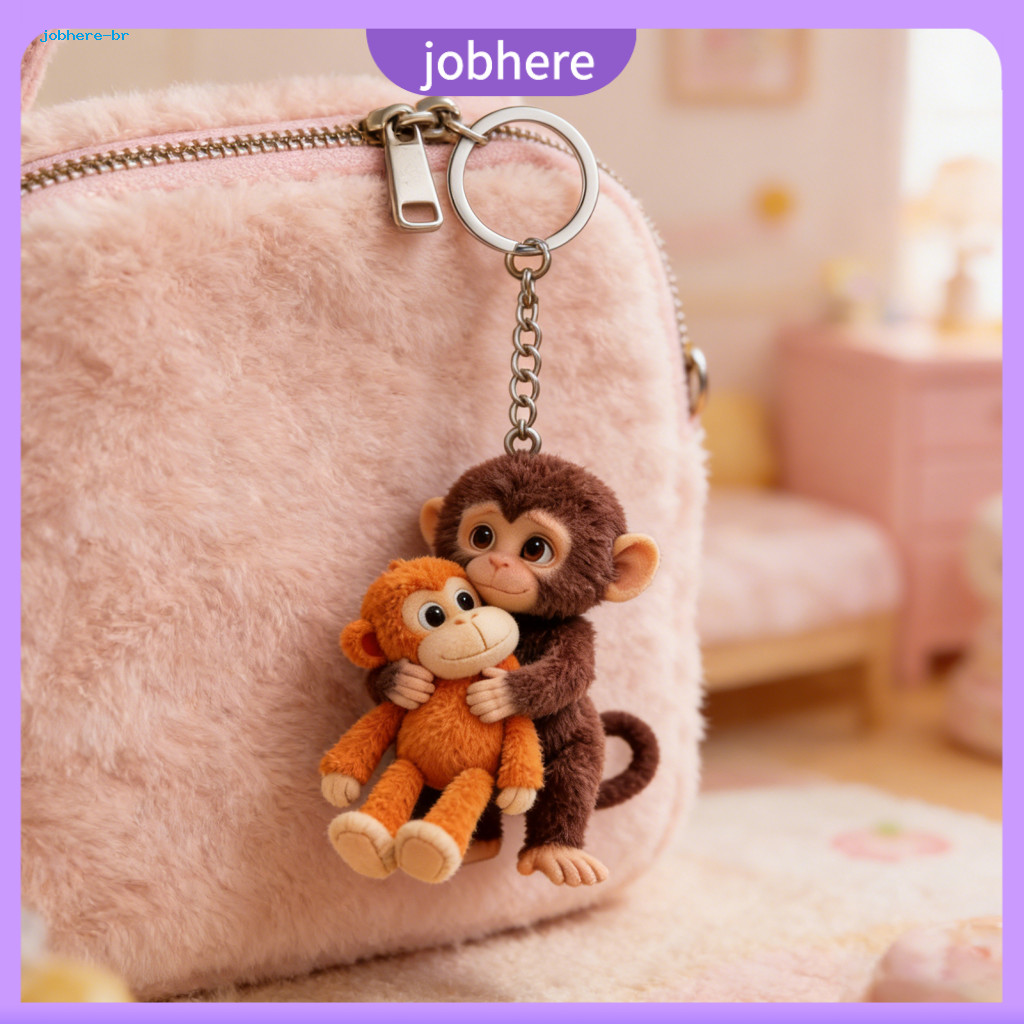 Collectible Monkey Charm 1 or 2 Pcs Cute Little Keychain Punch Mini Key Holder Bag Backpack Accessory for and Desk Decor