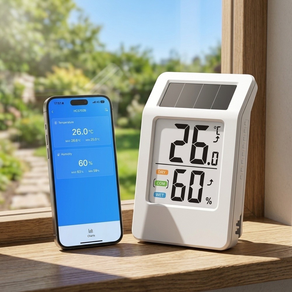 8NEW-for Smart WiFi Termômetro E Higrômetro Monitor De Temperatura Umidade Sem Fio Movido A Energia Solar