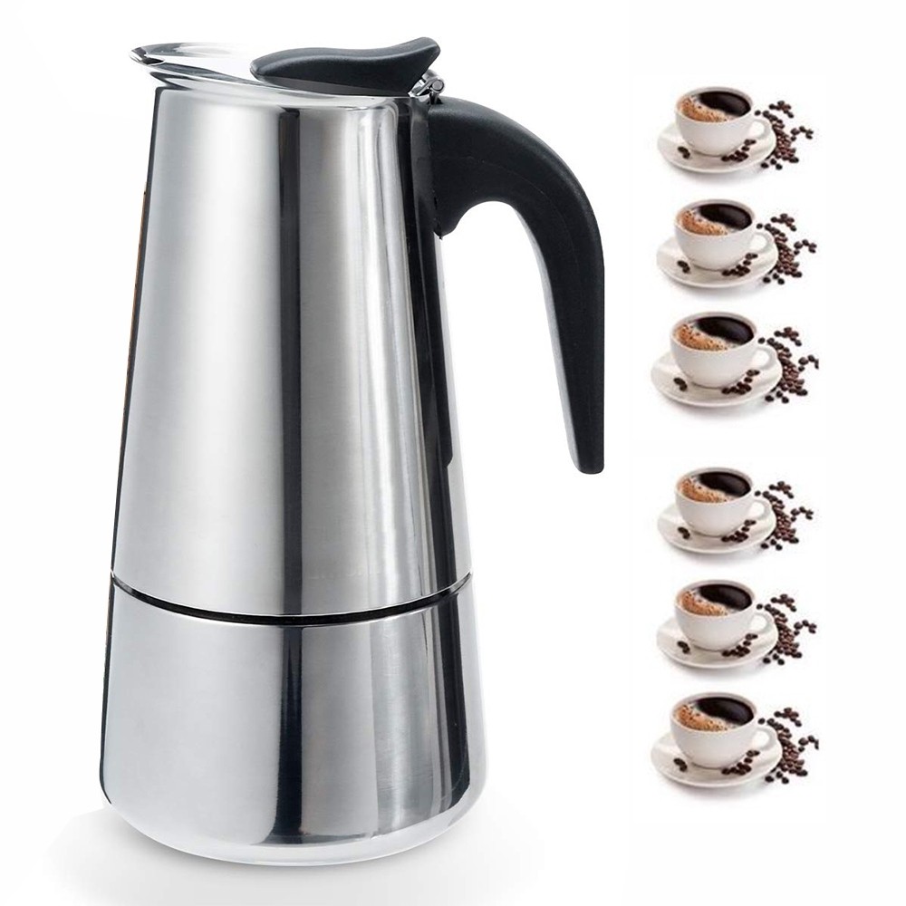 Cafeteira Italiana Inox Espresso Maker 4/6/9 Xícaras Fogão Gás ou Indução