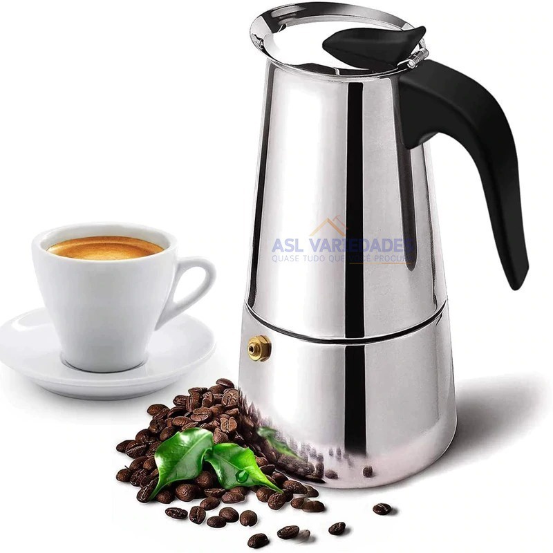 Cafeteira Italiana Luxo Em Inox - 6 Xícaras De Café - Espresso Maker