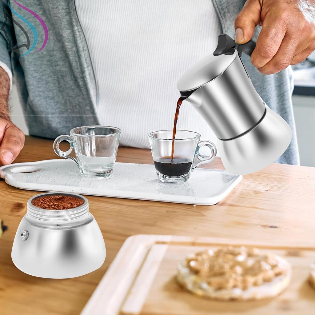200ml 4 Xícara De Indução De Aço Inoxidável Moka Pote Fogão Espresso Maker Para Elétrico A Gás SHOPQJC0447