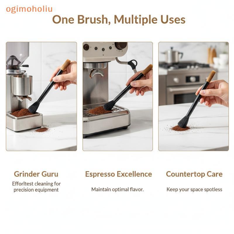 [GMH] Escova De Limpeza De Café De Cabeça Dupla Cerdas Macias Fácil De Limpar Para Moedor Semi Auto Espresso Maker Baris