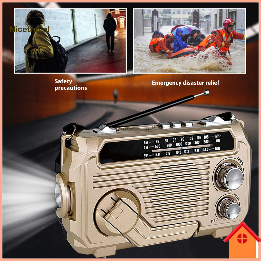 Solar-powered Emergency Radio Compact Solar Hand Waterproof Rechargeable Bluetooth Speaker Am/fm Powered Portable for Ou