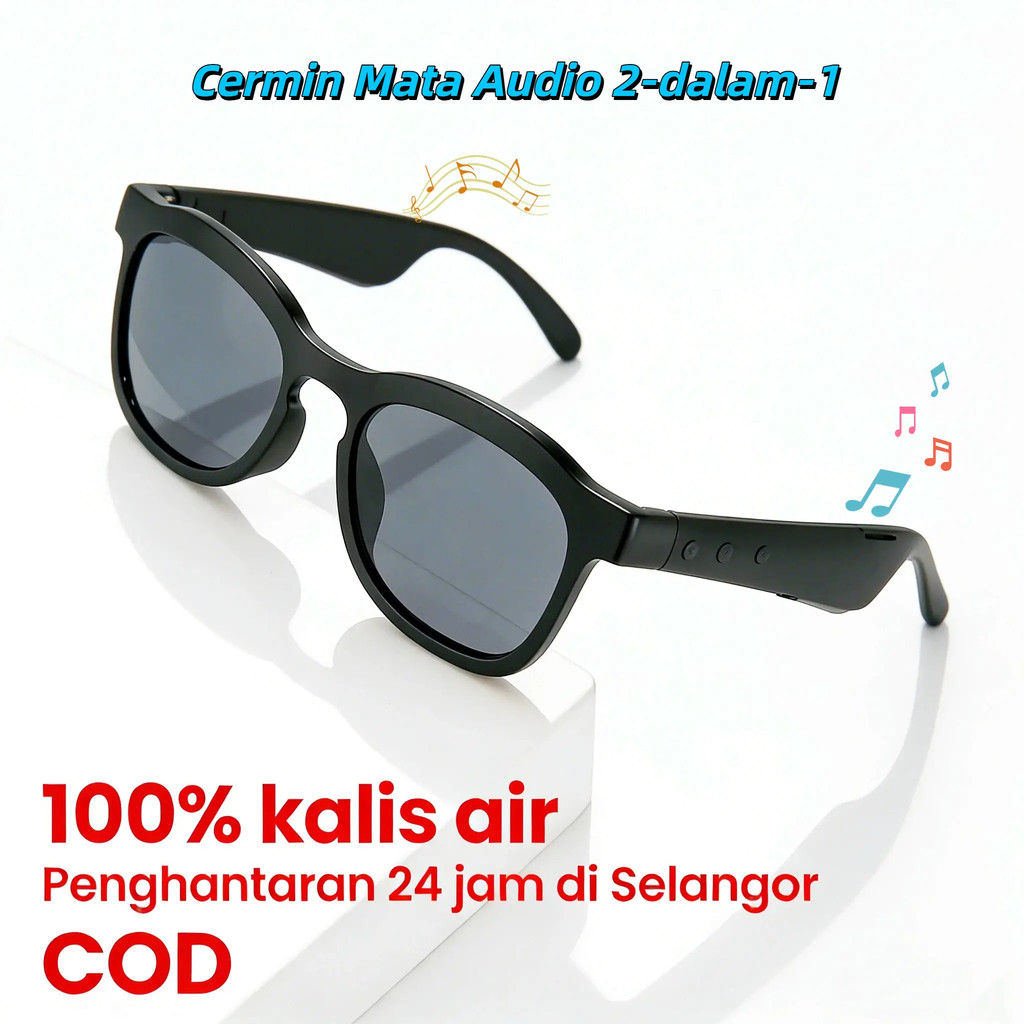 HXM2026 Bluetooth Smart Audio Sunglasses - Built-in Speaker - Rechargeable, UV400 Protection, IPX5 Water Resistant, Suit
