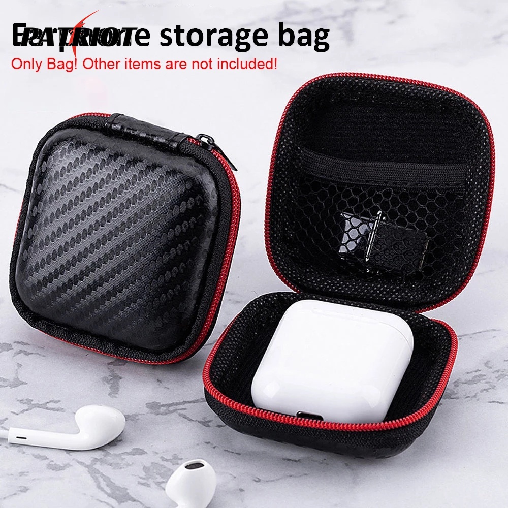[PATRIO] Organizador De Fones De Ouvido Com Padrão De Carbono Caixa De Chaves Moedas Fone Rígido Portátil Bolsa De Armazenamento Cartão SD Porta Cabo USB