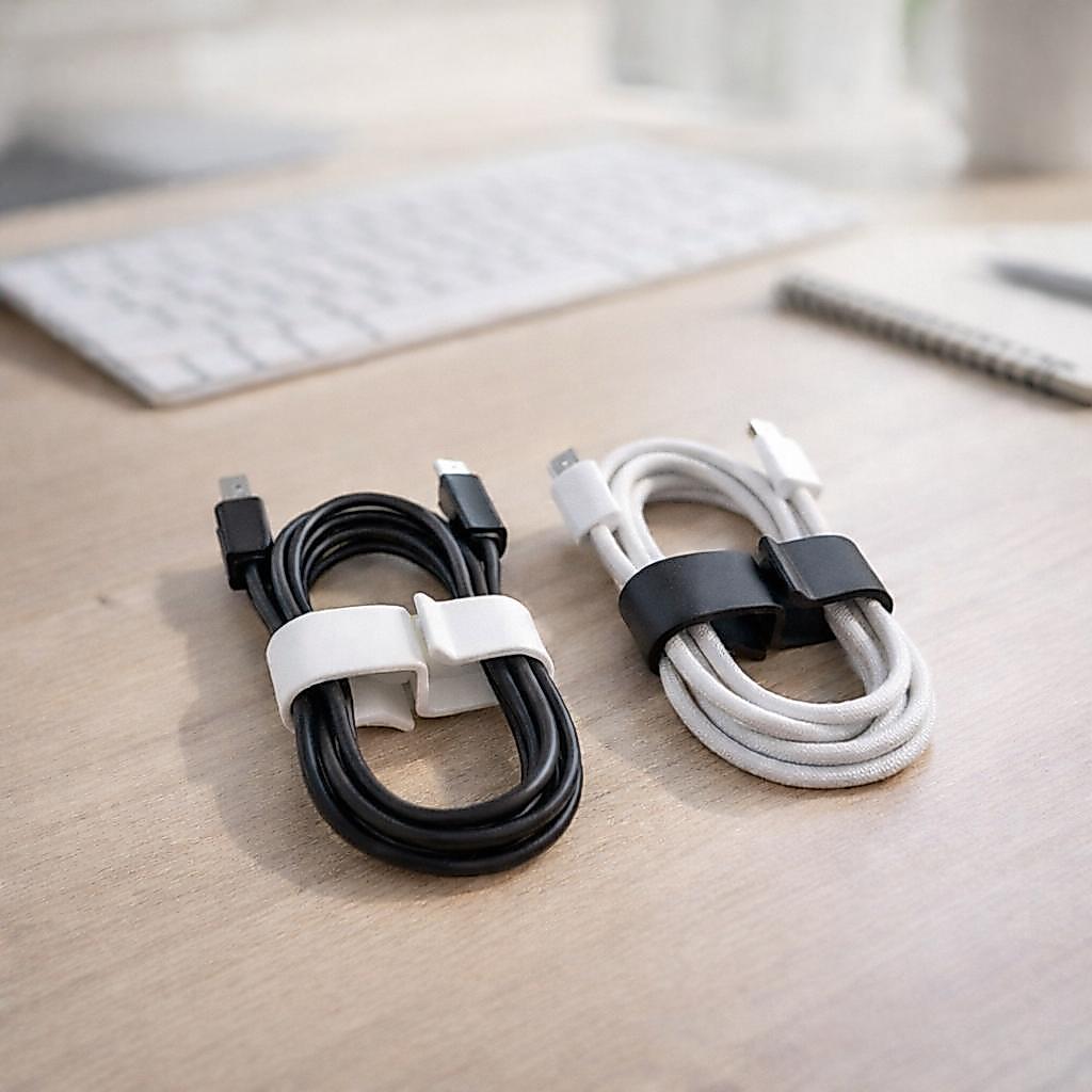 Organizador de Cabos USB Carregador Fone | Prendedor de Fios Portátil Compacto para Mesa e Mochila