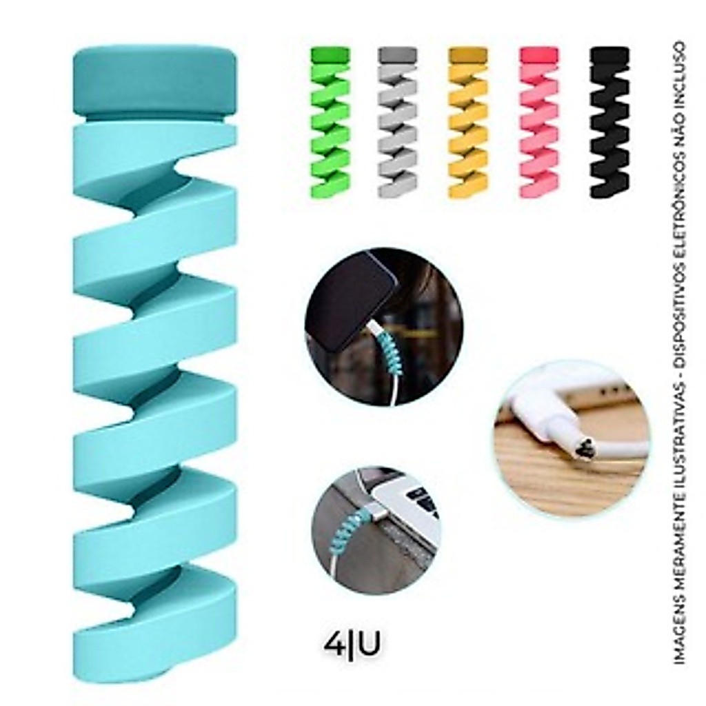 Kit 2 Protetor Espiral P/ Cabo Usb Fone de Ouvido Carregador Linha De Dados Portátil Anti Quebr