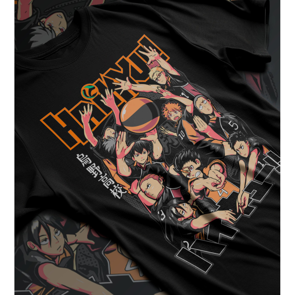 Camiseta Premium em Algodão Puro Camiseta Basica Algodao Haikyu Time Karasuno Rise Gaming Vôlei Cartoon Unissex