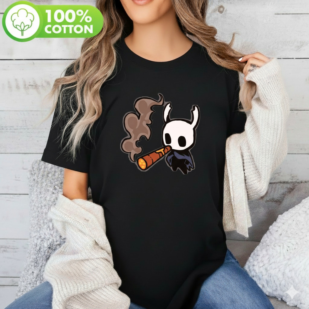Camiseta Hollow Knight Smokin Knight Gaming Divertida Confortável Estilosa Casual