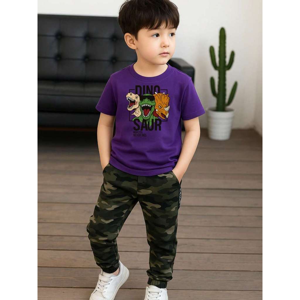 Camiseta Menino Estampa de Dinossauros, Trio de Dinos T- Rex, Tiranossauro - T-shirt Masculina, confortavel, algodão