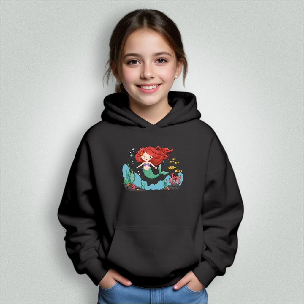 Moletom Blusa Infantil Bolso Canguru Capuz Menino Menina Sereia Mar Desenho Premium Envio Hoje