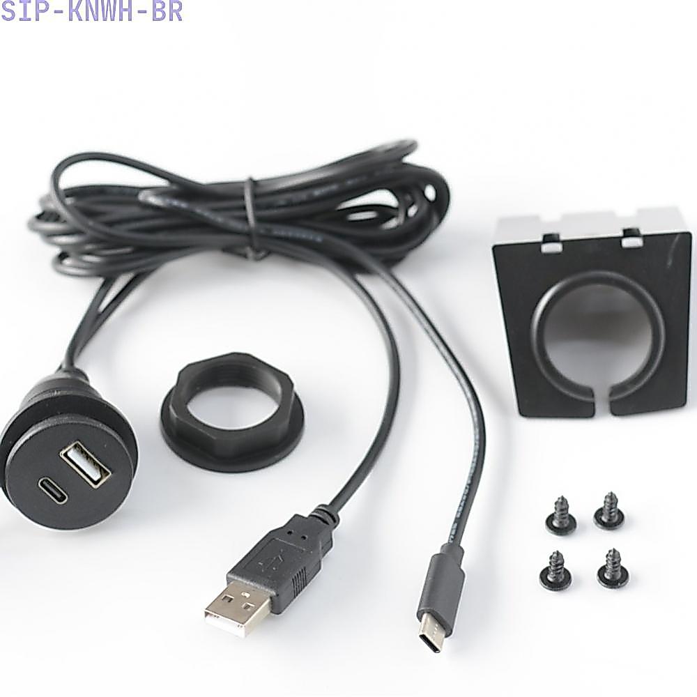 [SIP-KNWH-BR]For Car USB 3.0 + Type C Socket with 150CM Cable for RV Motorcycle Audio Upgrade-New In 11-