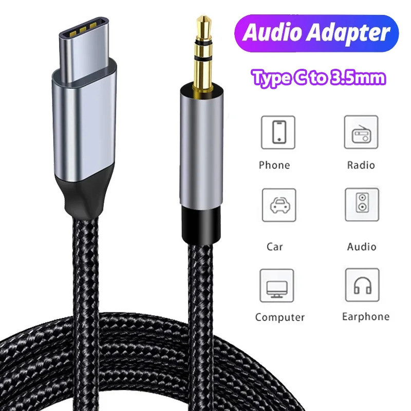 AUX Audio Cable USB C to 3.5mm Jack AUX Cord Car Speaker Headphone Adapter For Universal Type-C Co