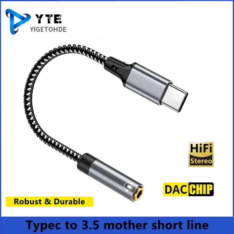 YIGETOHDE Type C to 3.5mm Female Headphone Jack Adapter to USB-C Aux Audio Dongle Cable Cord for Headphone Speaker Car S
