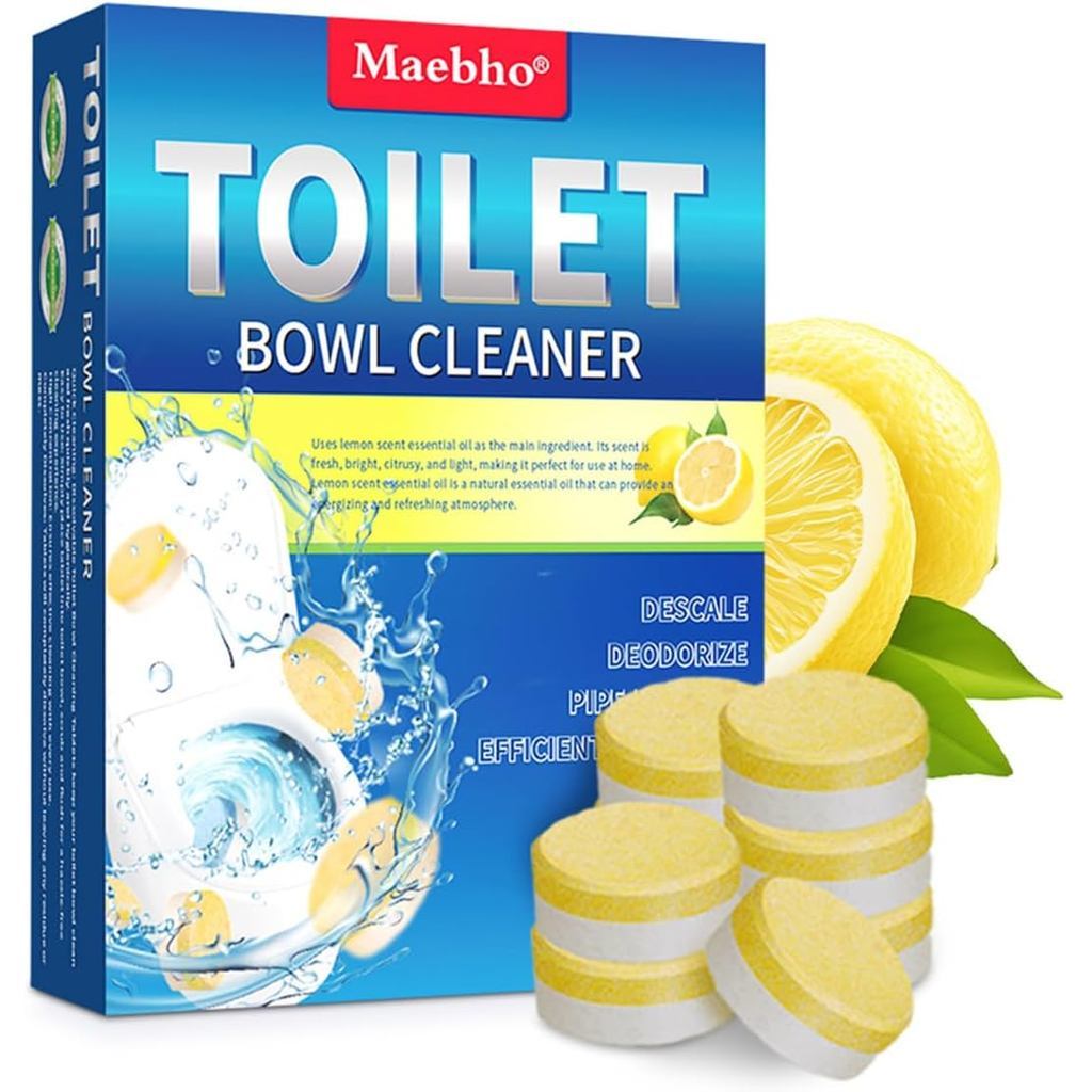 Automatic Toilet Bowl Cleaner Tablets – Toilet Bowl Cleaners Powerful Stain Removal, No Harsh Chemicals, Septic-Safe Lem