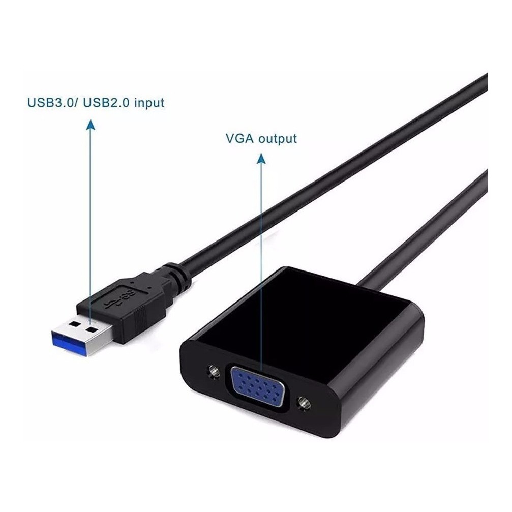CABO ADAPTADOR CONVERSOR USB X VGA MONITOR MULTITELAS PC