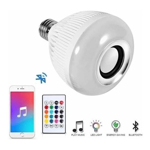 Lampada Bluetooth De Led Caixa De Som C Controle Rgb 12W