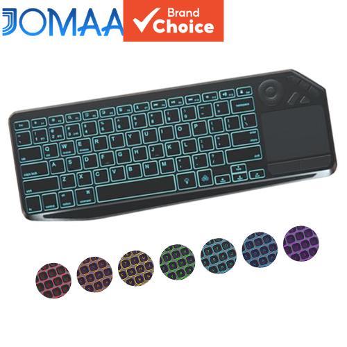 JOMAA Teclado sem fio RGB com touchpad para TV inteligente, tablet e multimídia, recarregável