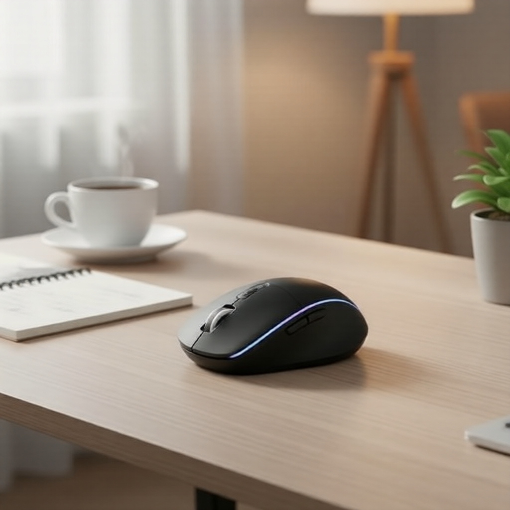 Mouse Vertical JOMAA 4000DPI Silencioso, Retroiluminado RGB, 2.4G+Bluetooth 5.0, Ergonômico para Laptops/Desktop/Tablet