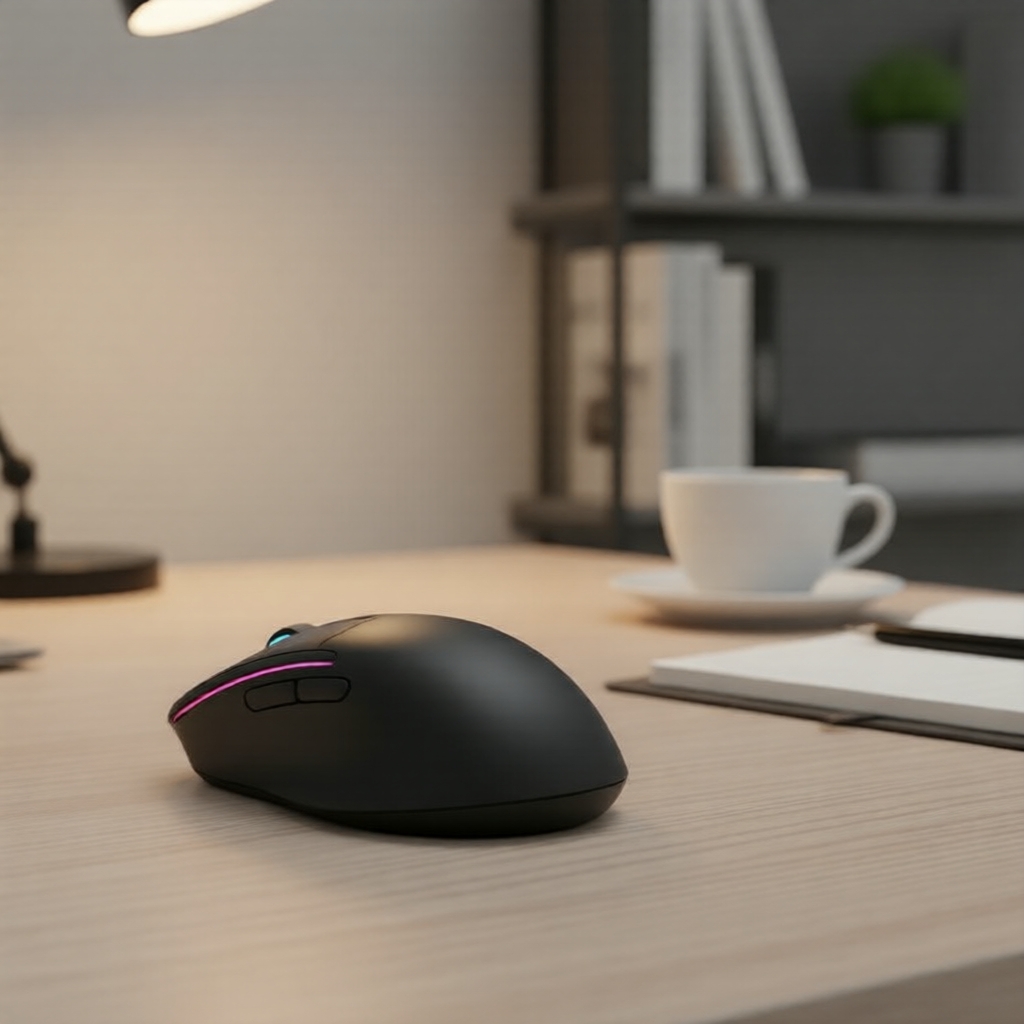 Mouse Vertical Ergonômico JOMAA Silencioso, Retroiluminação RGB, 4000DPI, 2.4G+Bluetooth 5.0, para Desktop/Laptop/Tablet