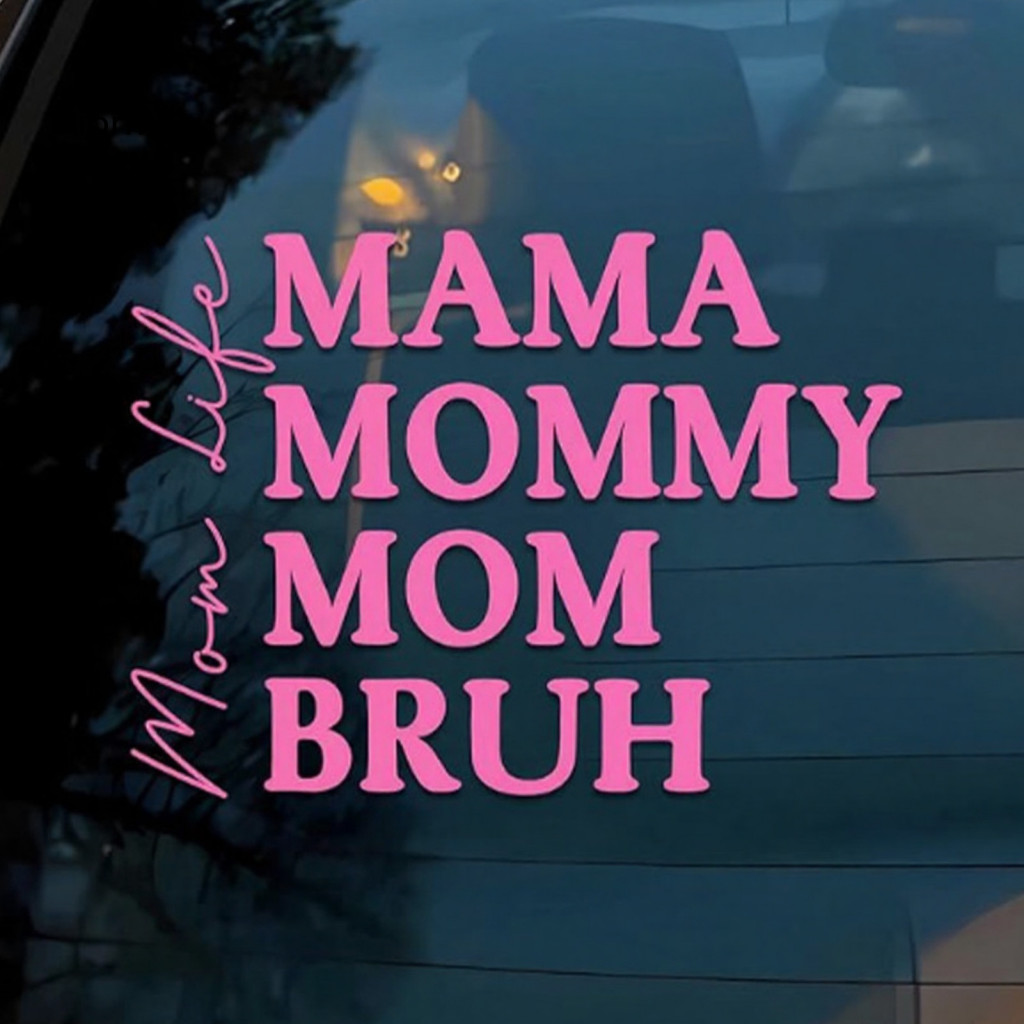 Mom Life Car Sticker Self-adhesive Stickers Strong Adhesive Pink Vinyl Decal Waterproof Fun Design Easy Apply Remove No