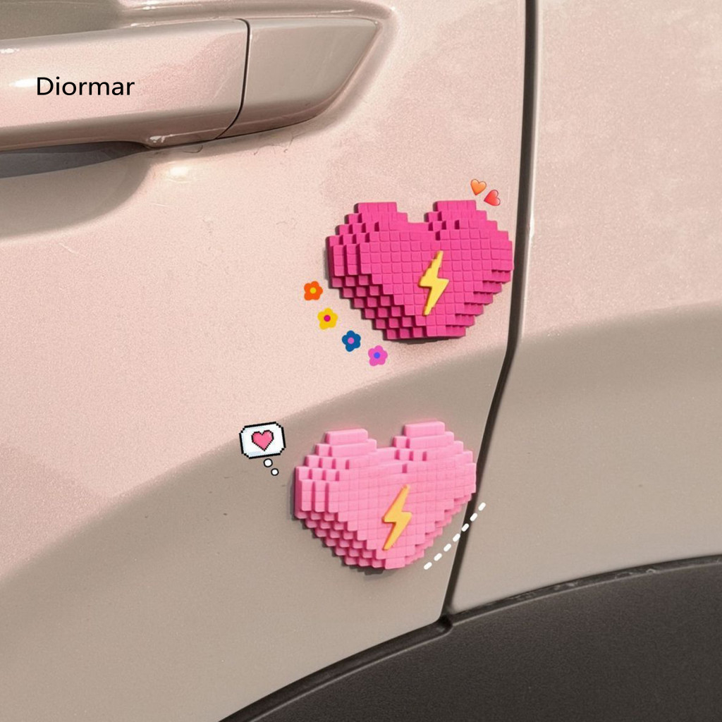 Sunproof Car Accessories Eye-catching Accessory Waterproof Pixel Heart Stickers – Easy Install Anti-collision Scratch-