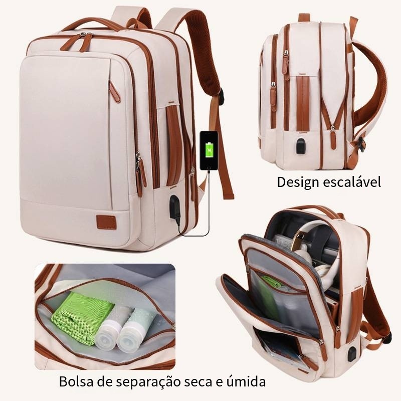 Mochila de Laptop 14-16 Polegadas Bolsa de Negócios Grande Capacidade Antichoque Prova de Água USB Carregável
